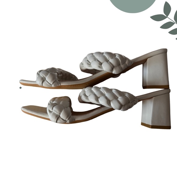 🛍️3/$40 White Braided Block Heel Sandals – Size 43 (Fits 10.5/11 Women’s) - Picture 2 of 7